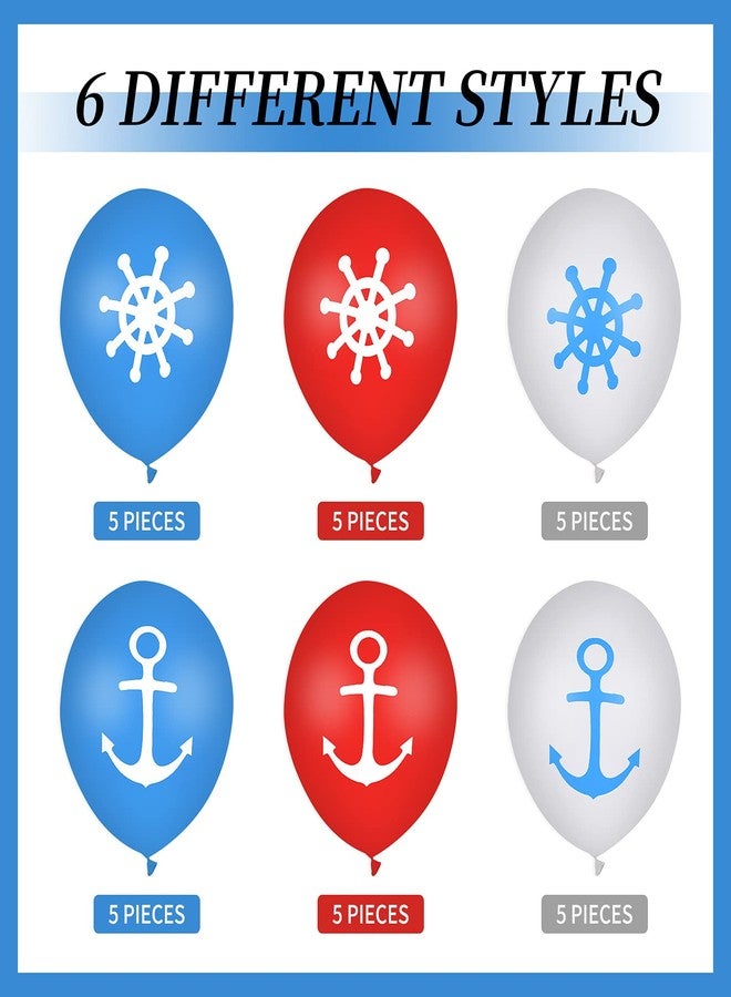 Lecpeting 30 Pcs Nautical Balloons Nautical Birthday Decoration Balloons 12 Inches Anchors Wheel Balloon for Navigation Themed Birthday Baby Shower Party Supplies - Image 2